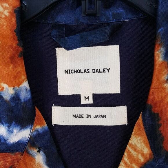 NICHOLAS DALEY Mens Shirt Medium Blue Button Up Utility SUMINIGASHI ALOHA $695 - Picture 3 of 11